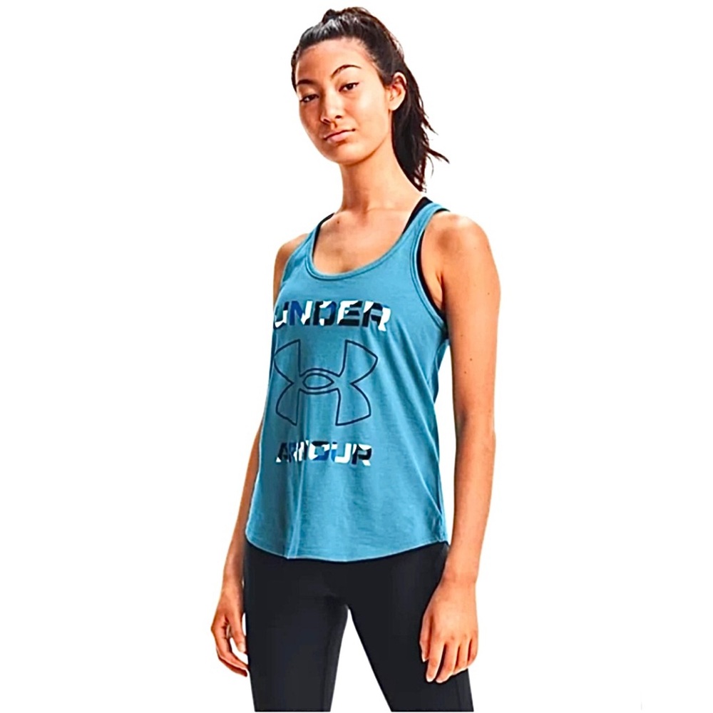 *NWT - Under Armour Women’s Blue Camo Fill Wordmark Tank Top - Size: Medium